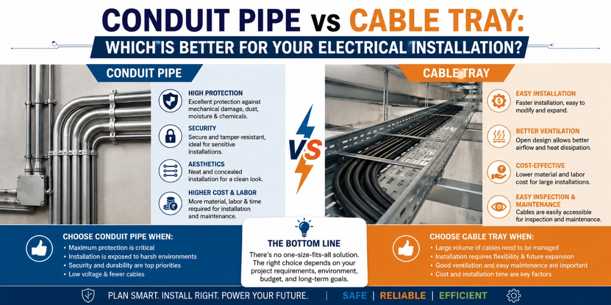 Conduit Pipe vs Cable Tray: Which is Better for Your Electrical Installation?
